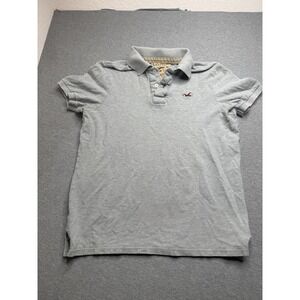 Y2K HOLLISTER Button Front Short Sleeve Gray Polo Shirt Men's Size L